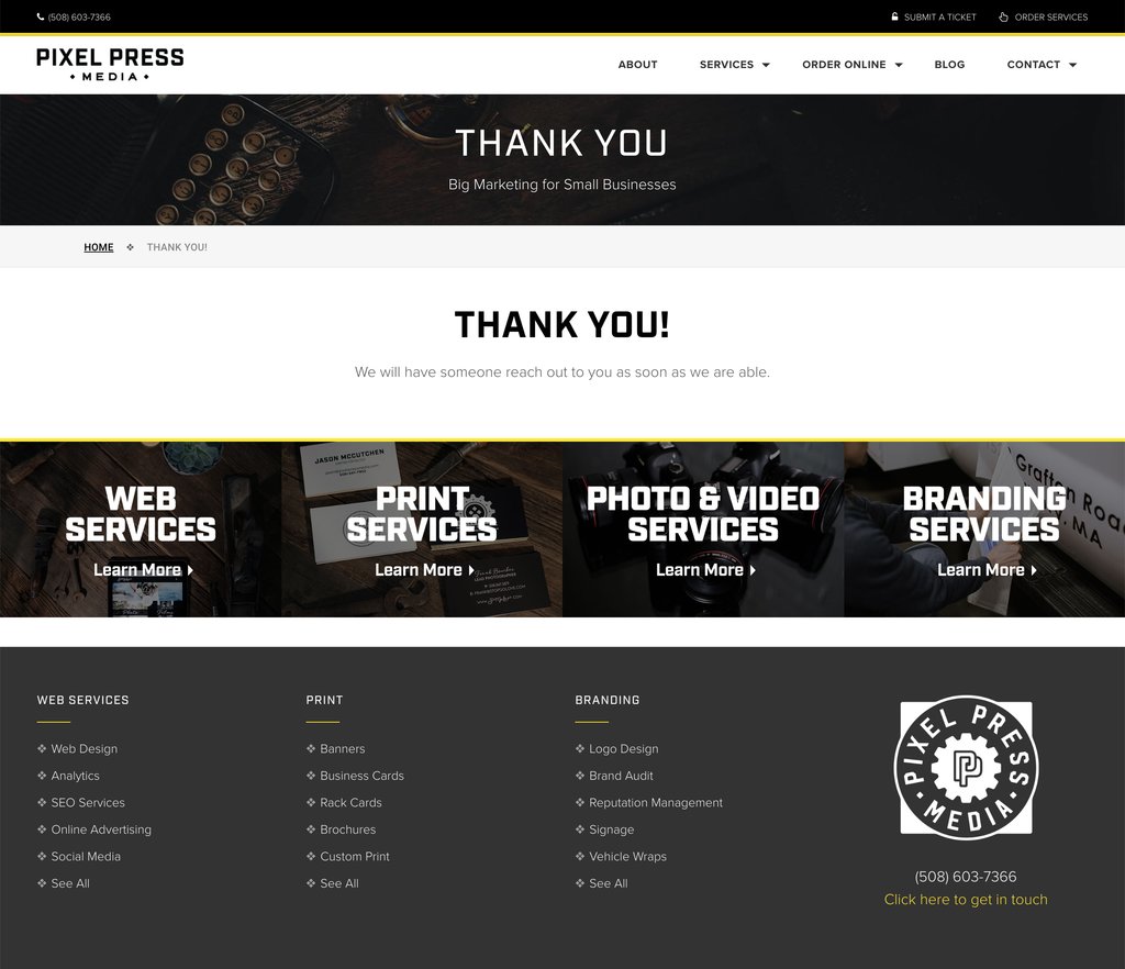 Pixel Press Thank You Page